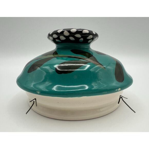 Droll Designs Hand Painted Pear Fruit Art Pottery Large 12” Lidded Canister - Picture 12 of 13